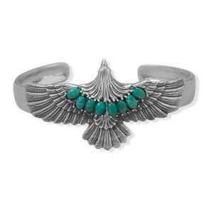 Oxidized Sterling Silver Turquoise Eagle Cuff Bracelet